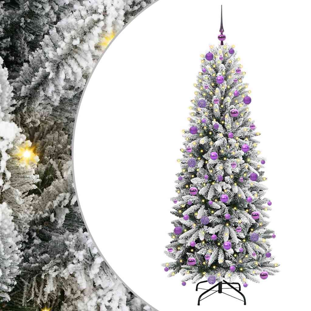 Kunstigt juletræ Hvid 180 cm PVC og Plast og Stål og PE