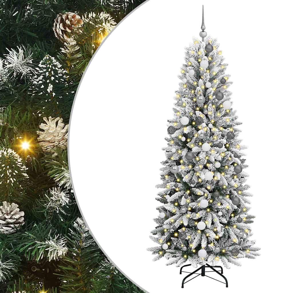 Kunstigt juletræ Hvid 210 cm PVC og Plast og Stål og PE