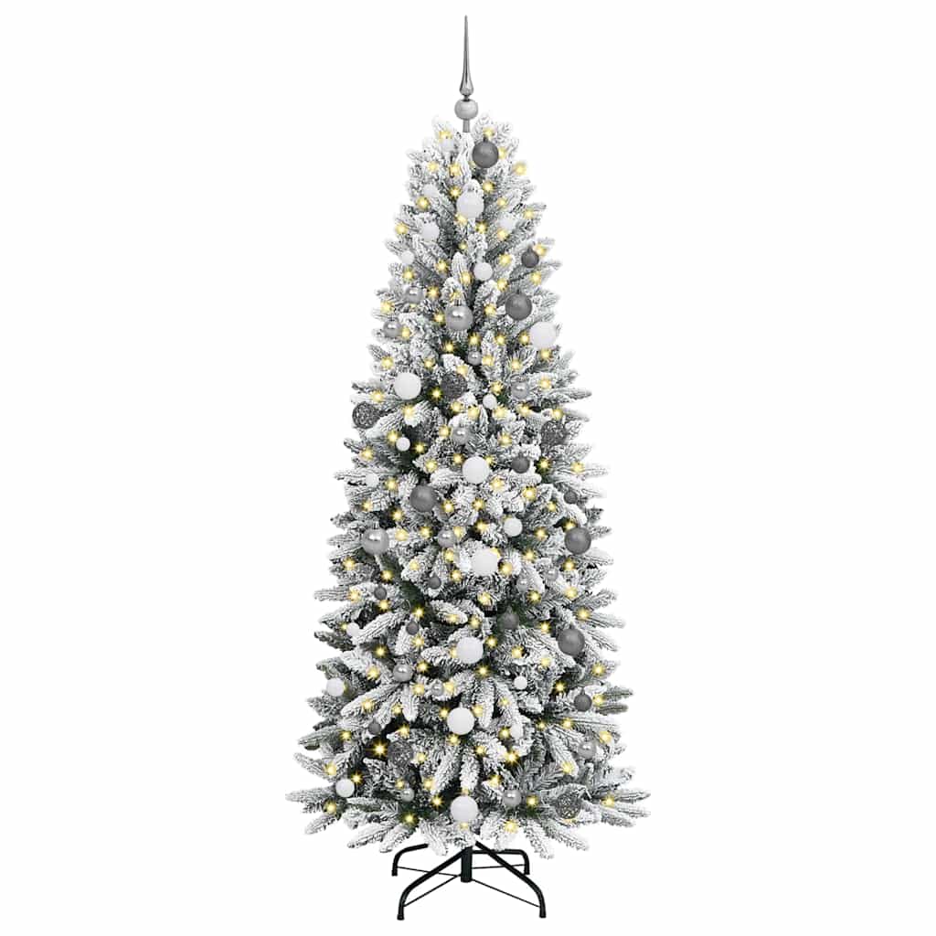 Kunstigt juletræ Hvid 210 cm PVC og Plast og Stål og PE