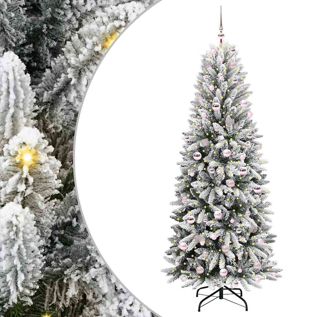 Kunstigt juletræ Hvid 210 cm PVC og Plast og Stål og PE