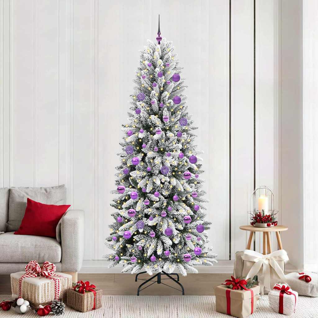 Kunstigt juletræ Hvid 210 cm PVC og Plast og Stål og PE