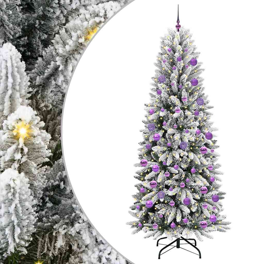 Kunstigt juletræ Hvid 210 cm PVC og Plast og Stål og PE