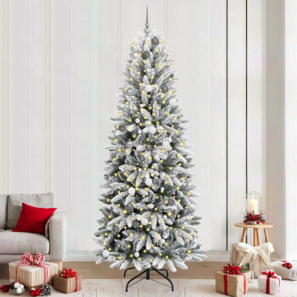 Kunstigt juletræ Hvid 240 cm PVC og Plast og Stål og PE