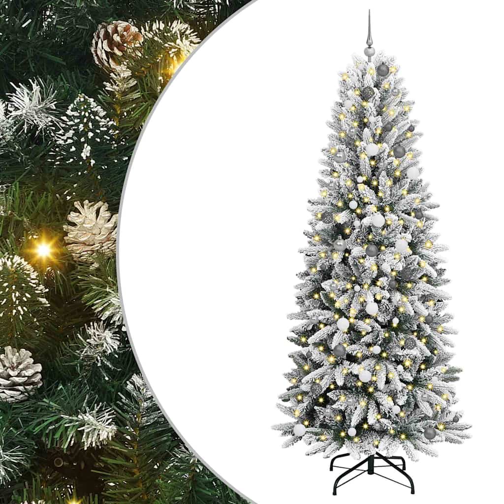 Kunstigt juletræ Hvid 240 cm PVC og Plast og Stål og PE