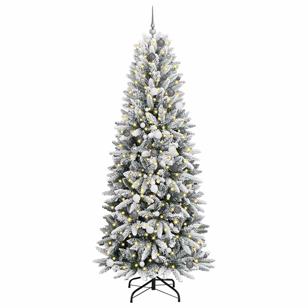 Kunstigt juletræ Hvid 240 cm PVC og Plast og Stål og PE