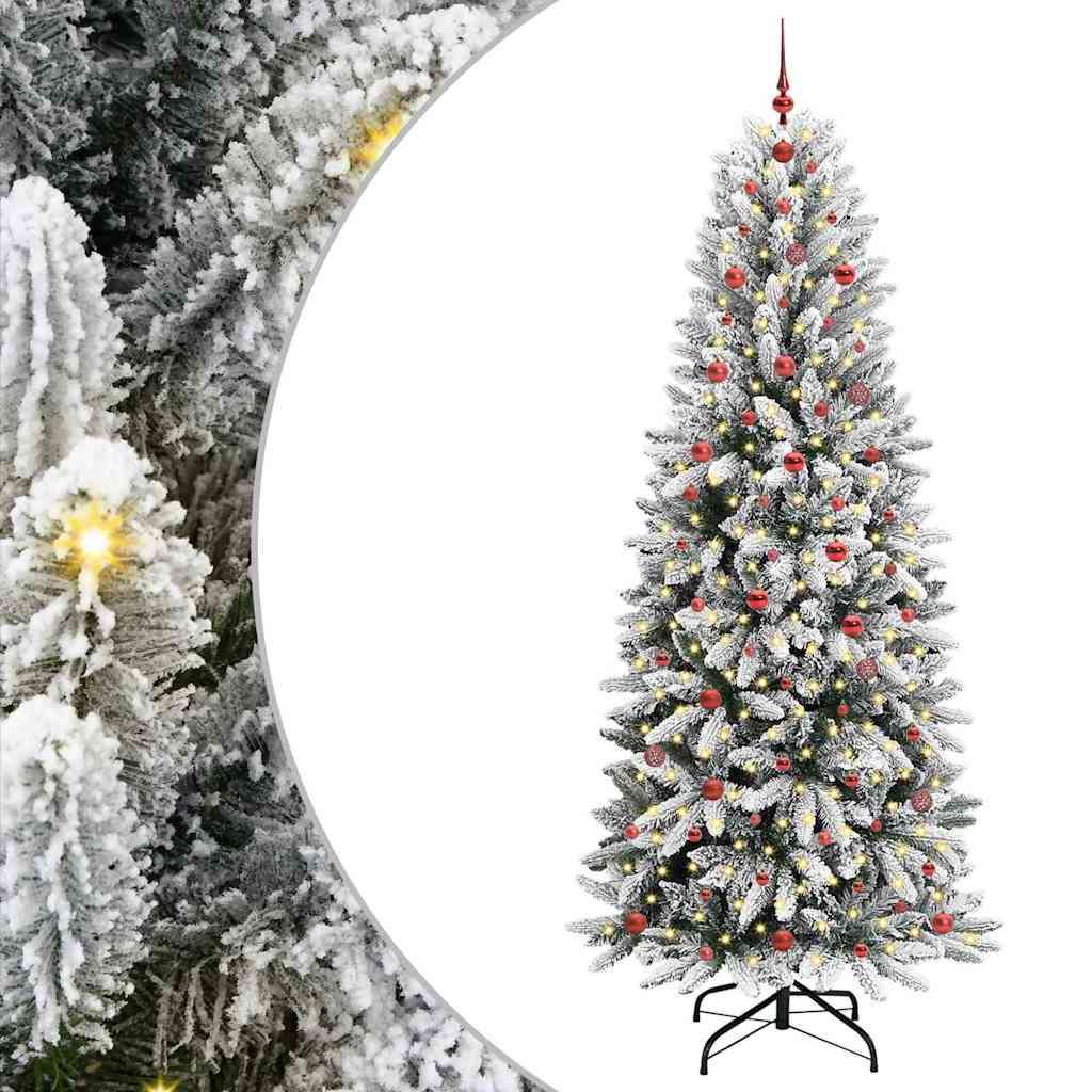 Kunstigt juletræ Hvid 240 cm PVC og Plast og Stål og PE