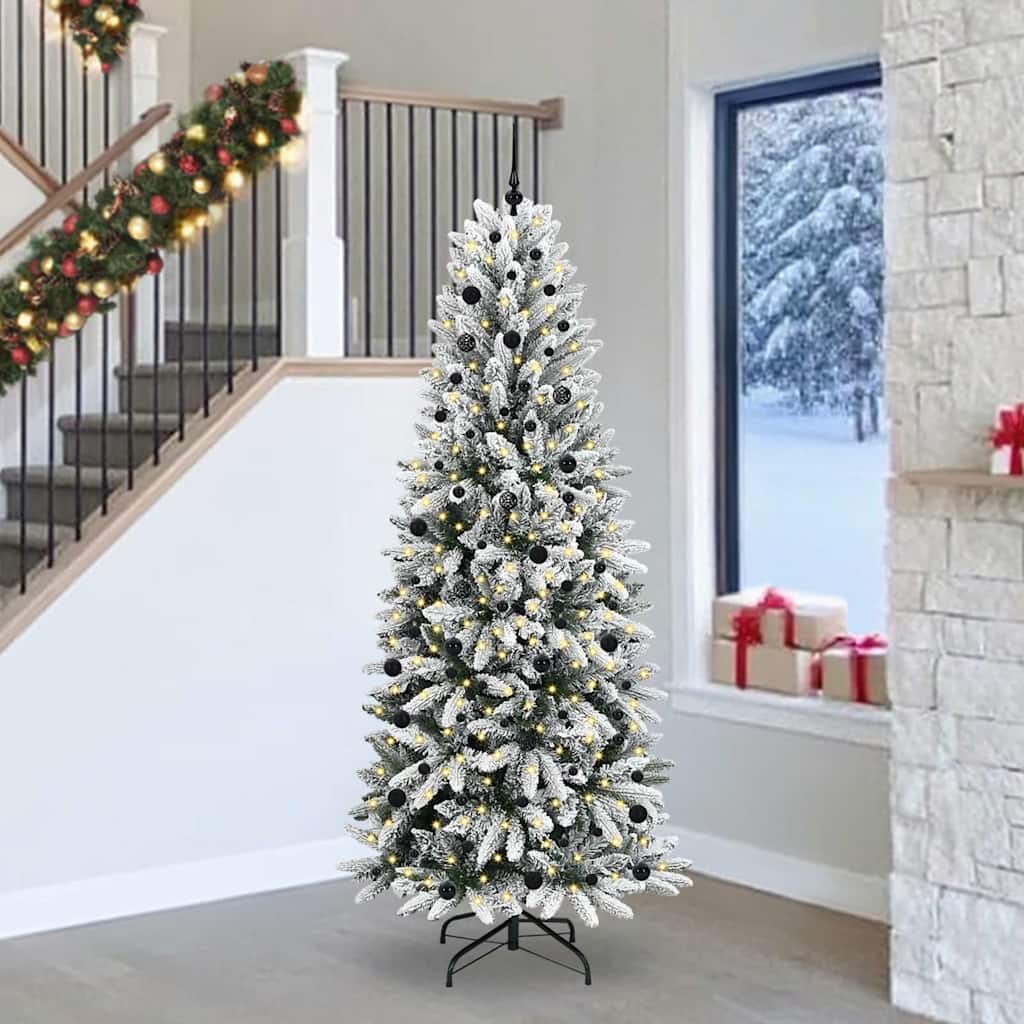 Kunstigt juletræ Hvid 240 cm PVC og Plast og Stål og PE