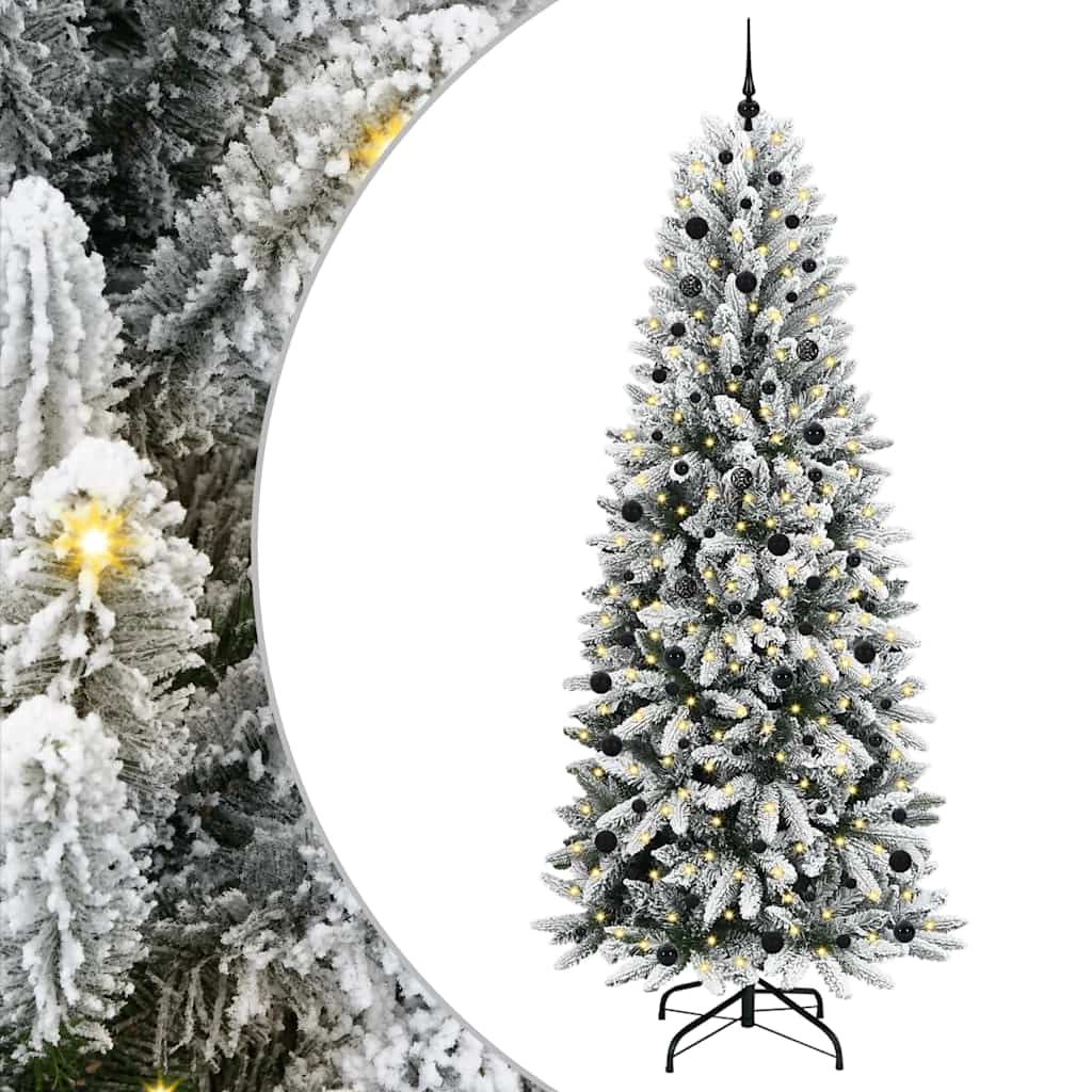 Kunstigt juletræ Hvid 240 cm PVC og Plast og Stål og PE