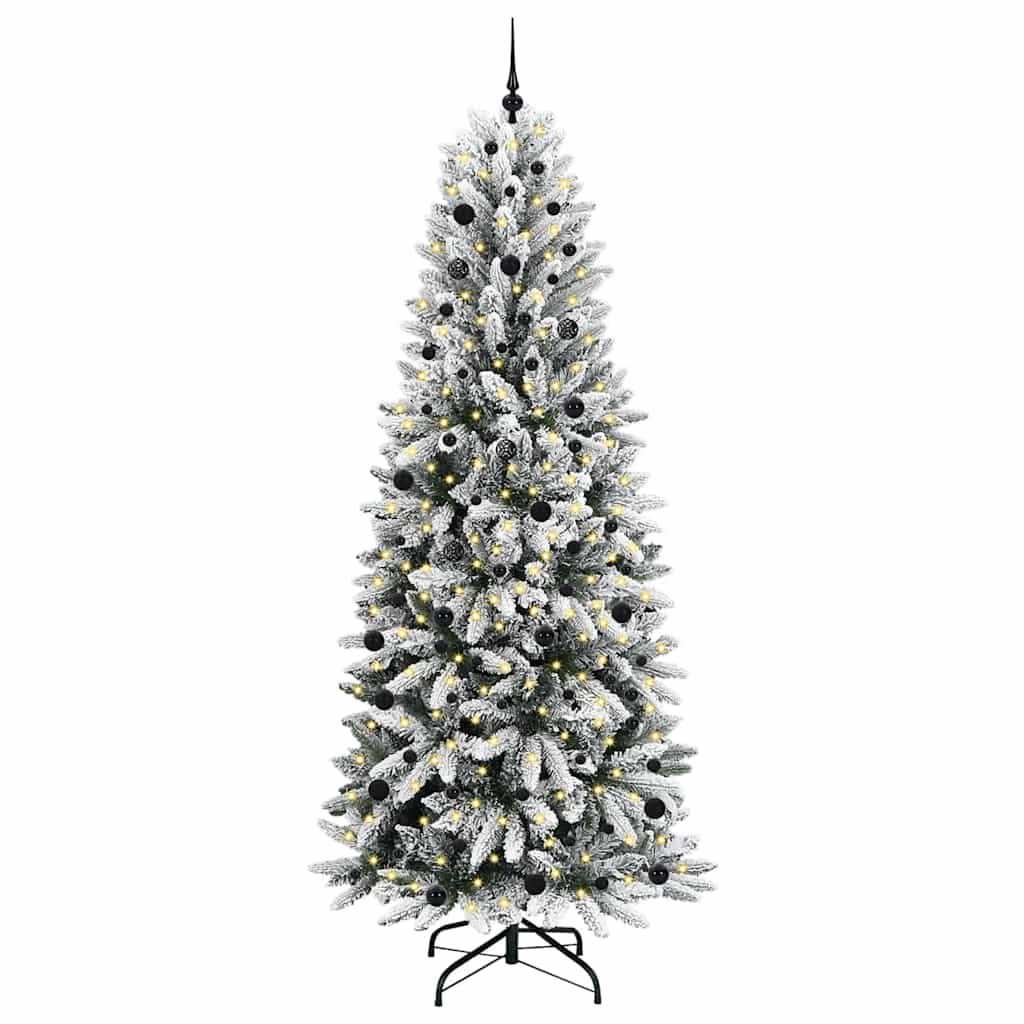 Kunstigt juletræ Hvid 240 cm PVC og Plast og Stål og PE