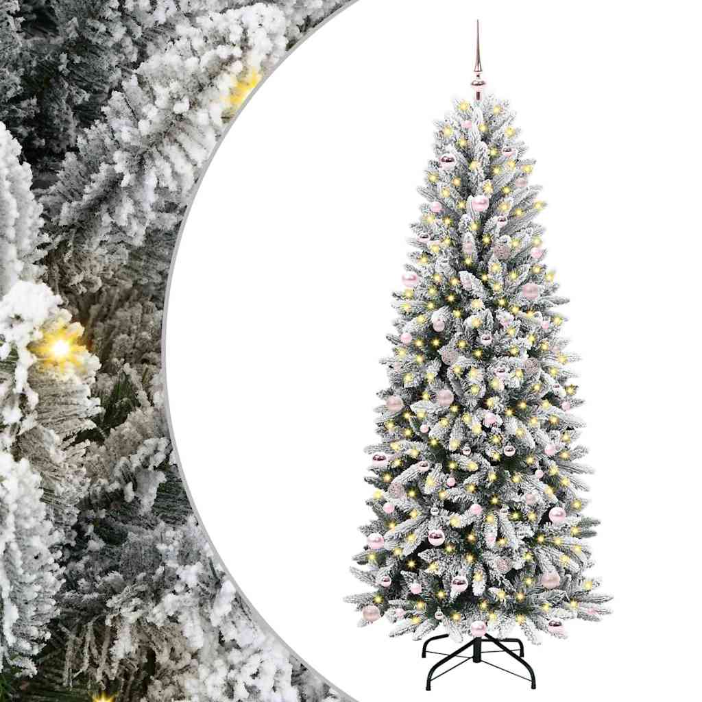 Kunstigt juletræ Hvid 240 cm PVC og Plast og Stål og PE