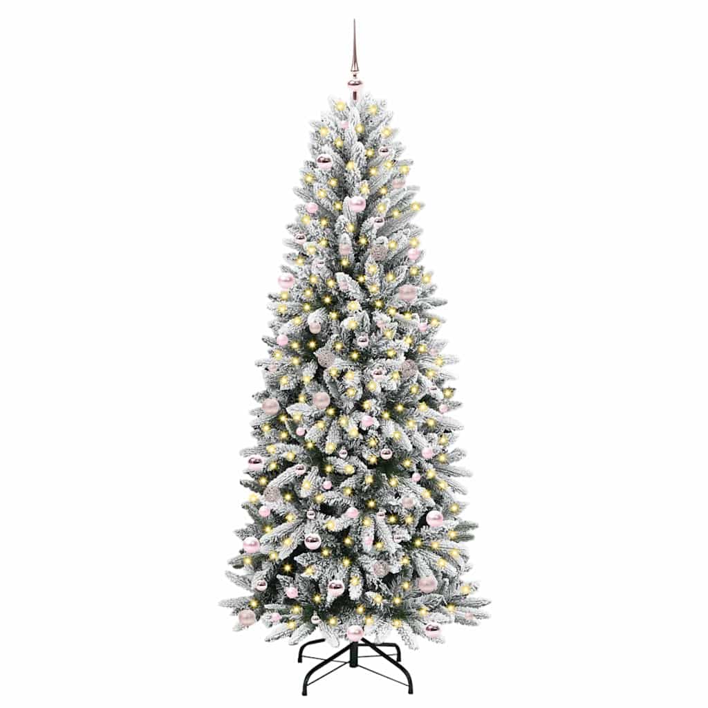 Kunstigt juletræ Hvid 240 cm PVC og Plast og Stål og PE