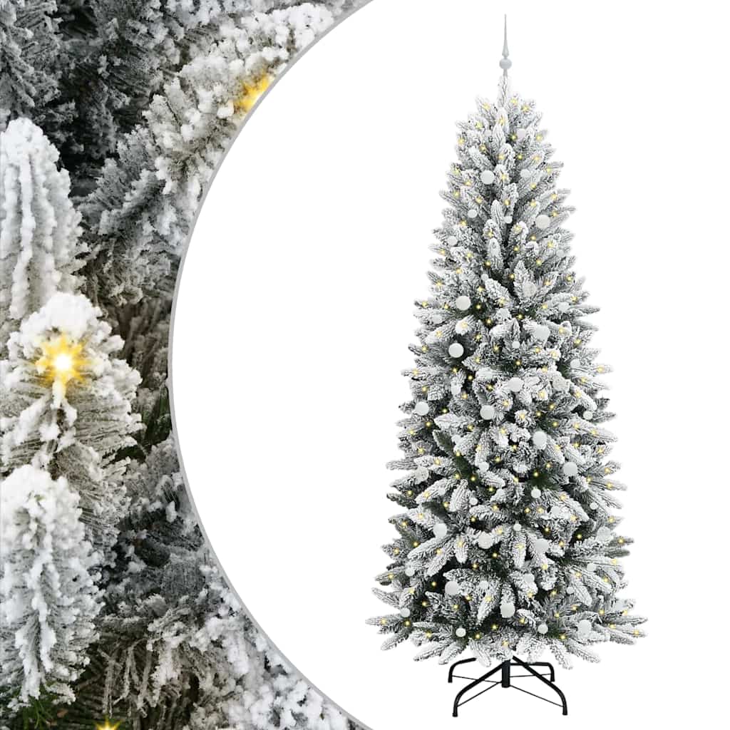 Kunstigt juletræ Hvid 240 cm PVC og Plast og Stål og PE