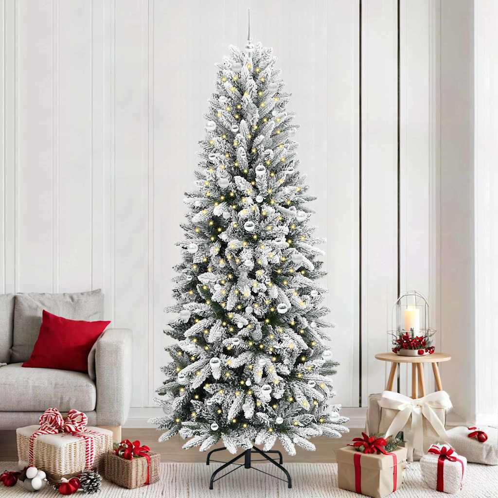 Kunstigt juletræ Hvid 240 cm PVC og Plast og Stål og PE