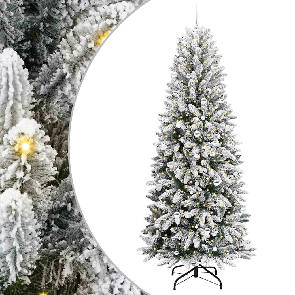 Kunstigt juletræ Hvid 240 cm PVC og Plast og Stål og PE