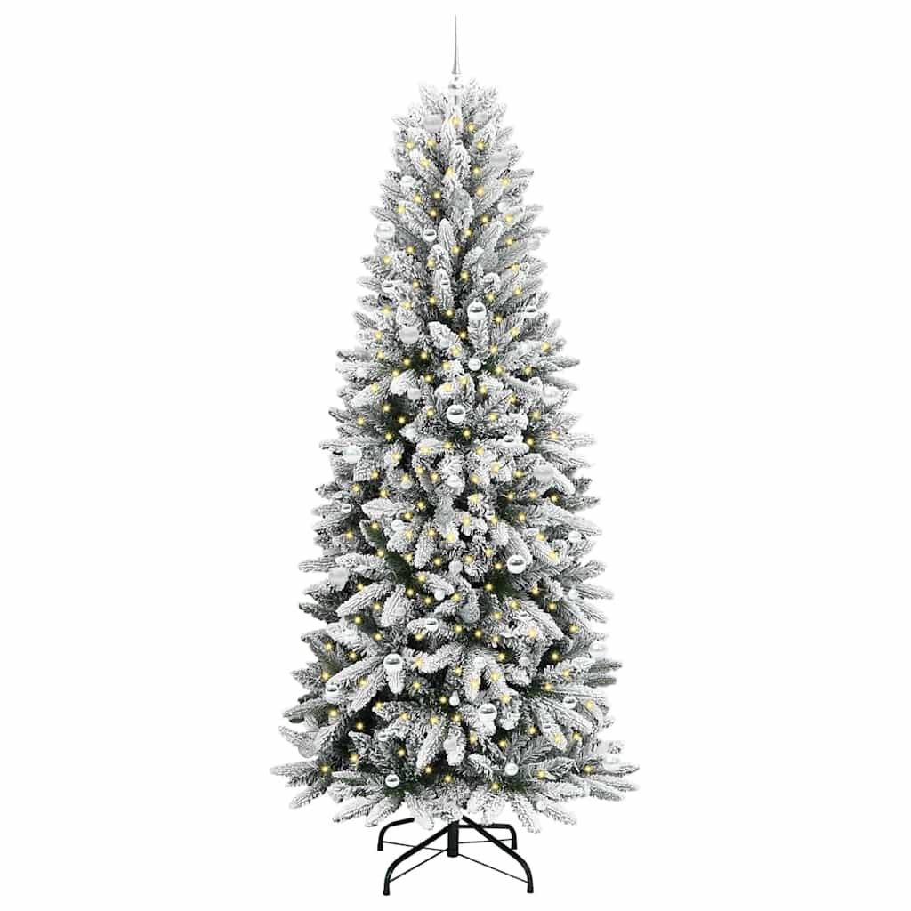Kunstigt juletræ Hvid 240 cm PVC og Plast og Stål og PE