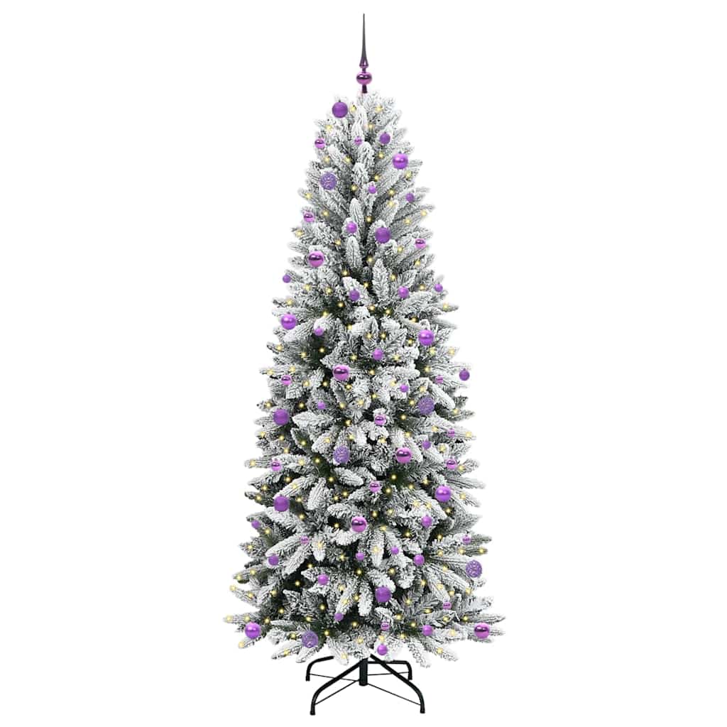 Kunstigt juletræ Hvid 240 cm PVC og Plast og Stål og PE
