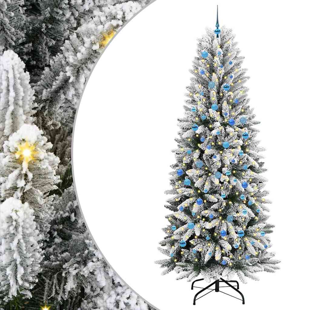 Kunstigt juletræ Hvid 240 cm PVC og Plast og Stål og PE