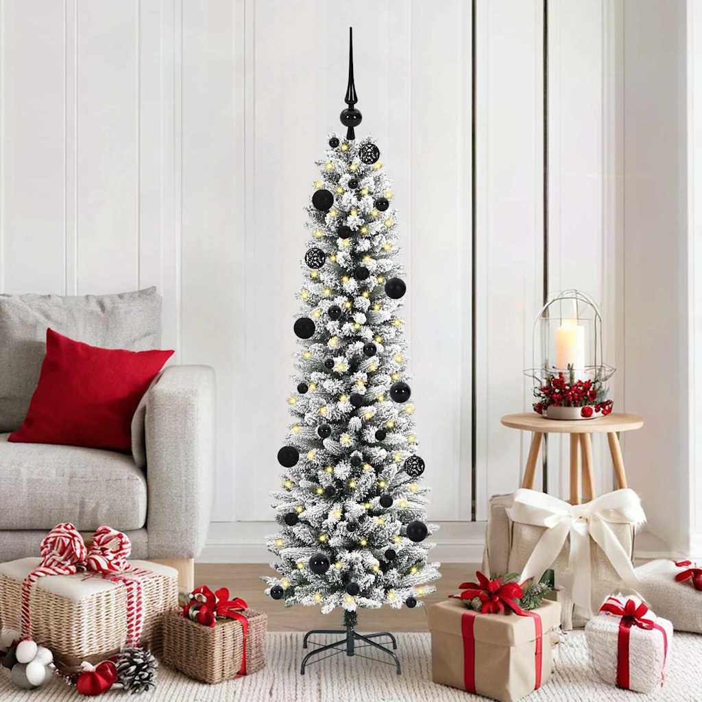 Kunstigt juletræ med stativ Hvid 150 cm PVC og metal og plast