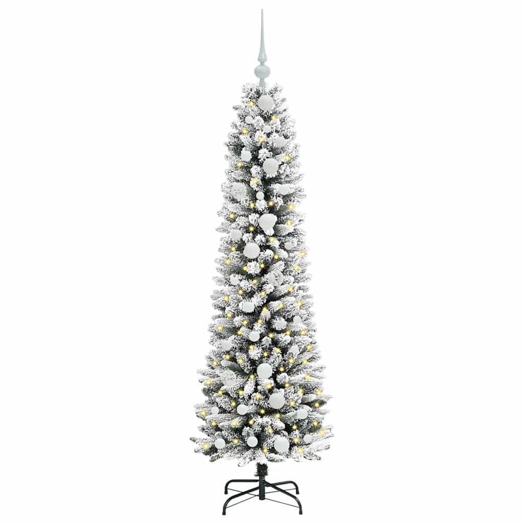 Kunstigt juletræ med stativ Hvid 150 cm PVC og metal og plast
