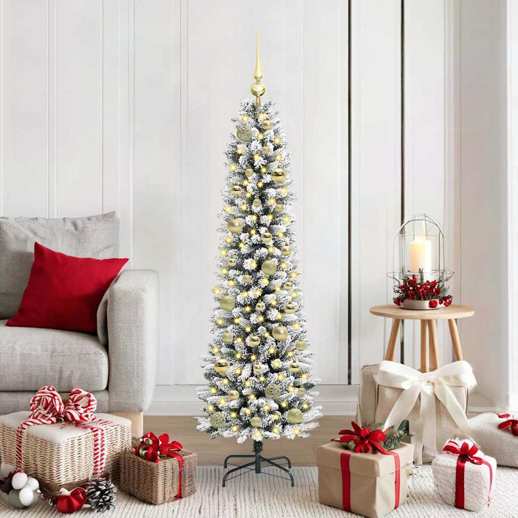 Kunstigt juletræ med stativ Hvid 150 cm PVC og metal og plast