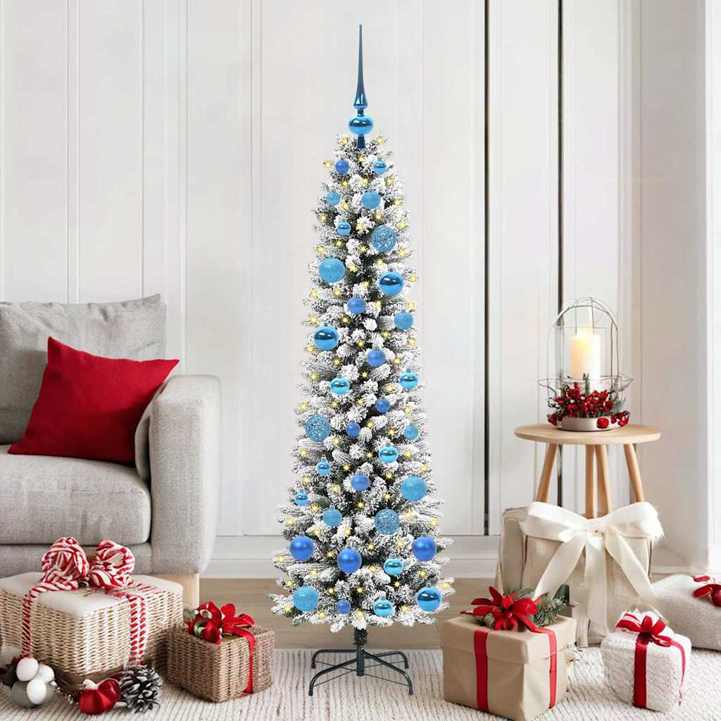 Kunstigt juletræ med stativ Hvid 150 cm PVC og metal og plast