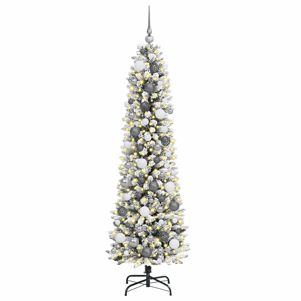 Kunstigt juletræ med stativ Hvid 180 cm PVC og metal og plast