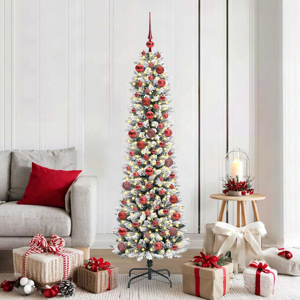 Kunstigt juletræ med stativ Hvid 180 cm PVC og metal og plast