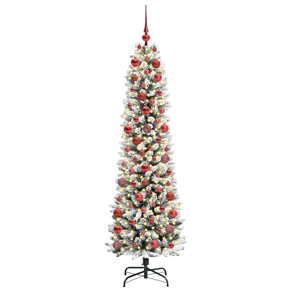Kunstigt juletræ med stativ Hvid 180 cm PVC og metal og plast