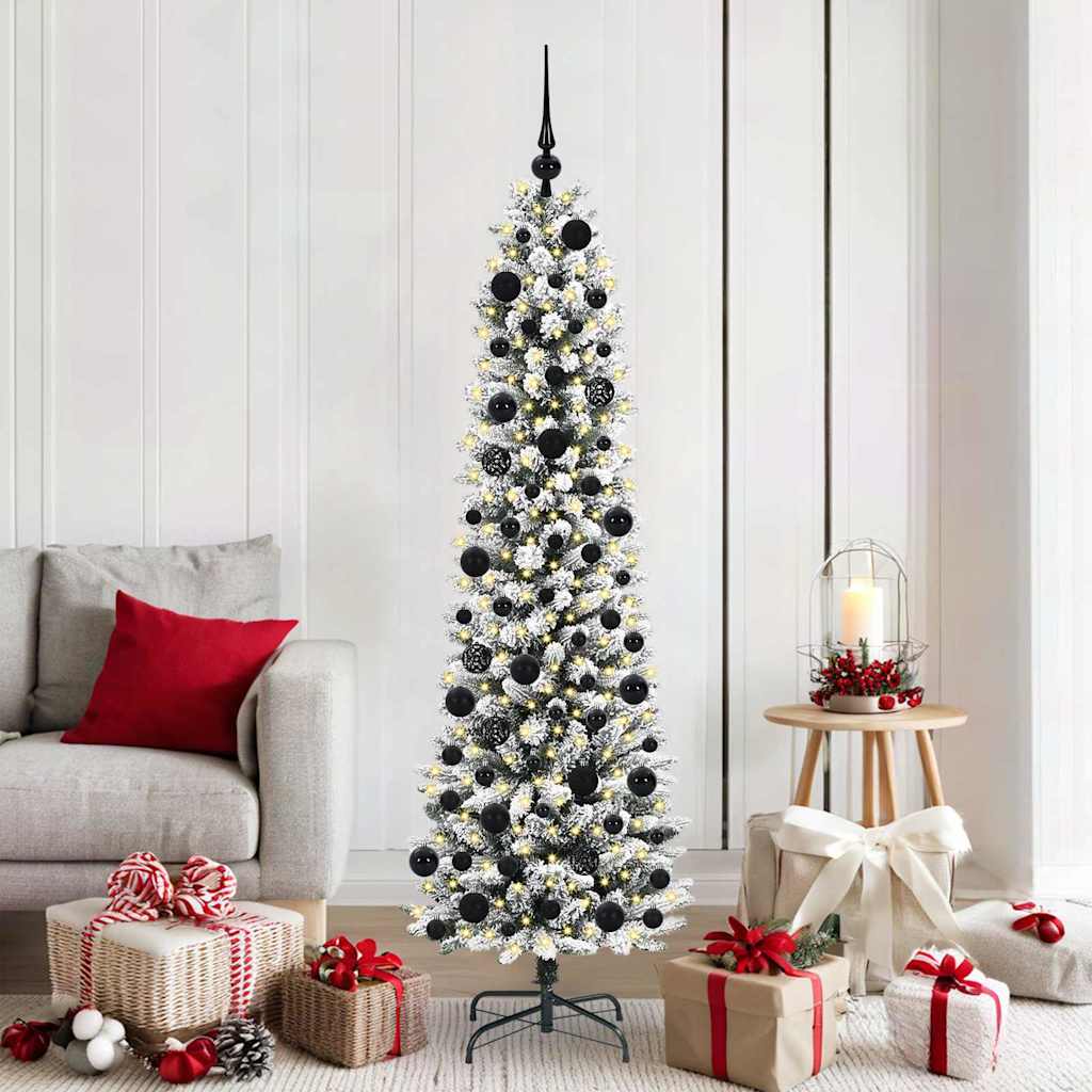 Kunstigt juletræ med stativ Hvid 180 cm PVC og metal og plast