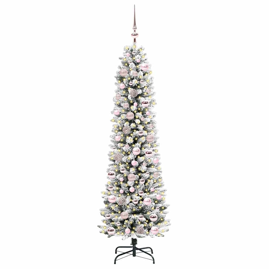 Kunstigt juletræ med stativ Hvid 180 cm PVC og metal og plast