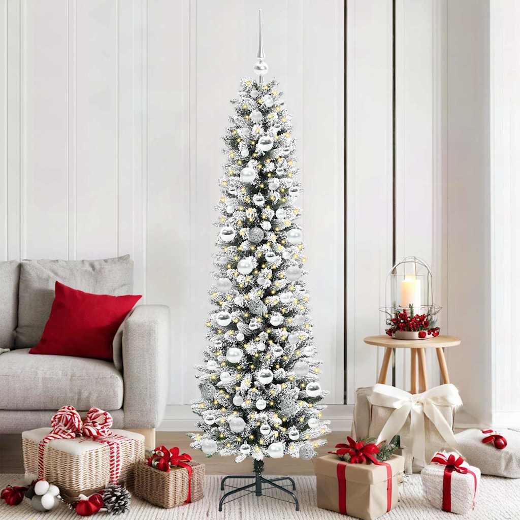 Kunstigt juletræ med stativ Hvid 180 cm PVC og metal og plast