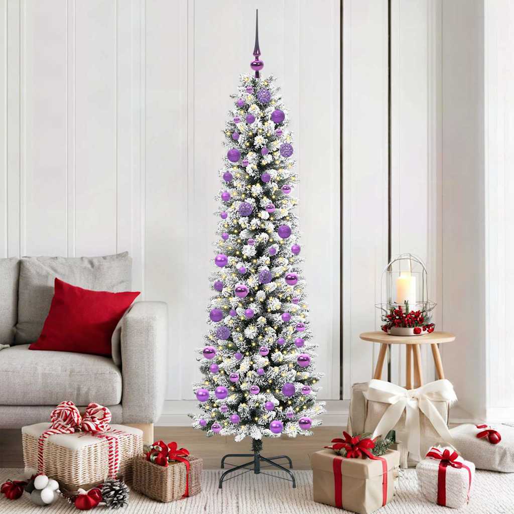 Kunstigt juletræ med stativ Hvid 180 cm PVC og metal og plast