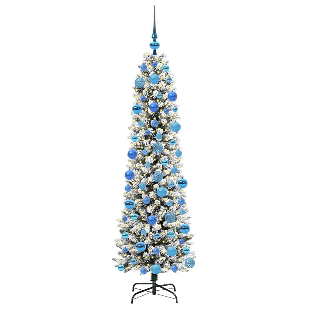 Kunstigt juletræ med stativ Hvid 180 cm PVC og metal og plast