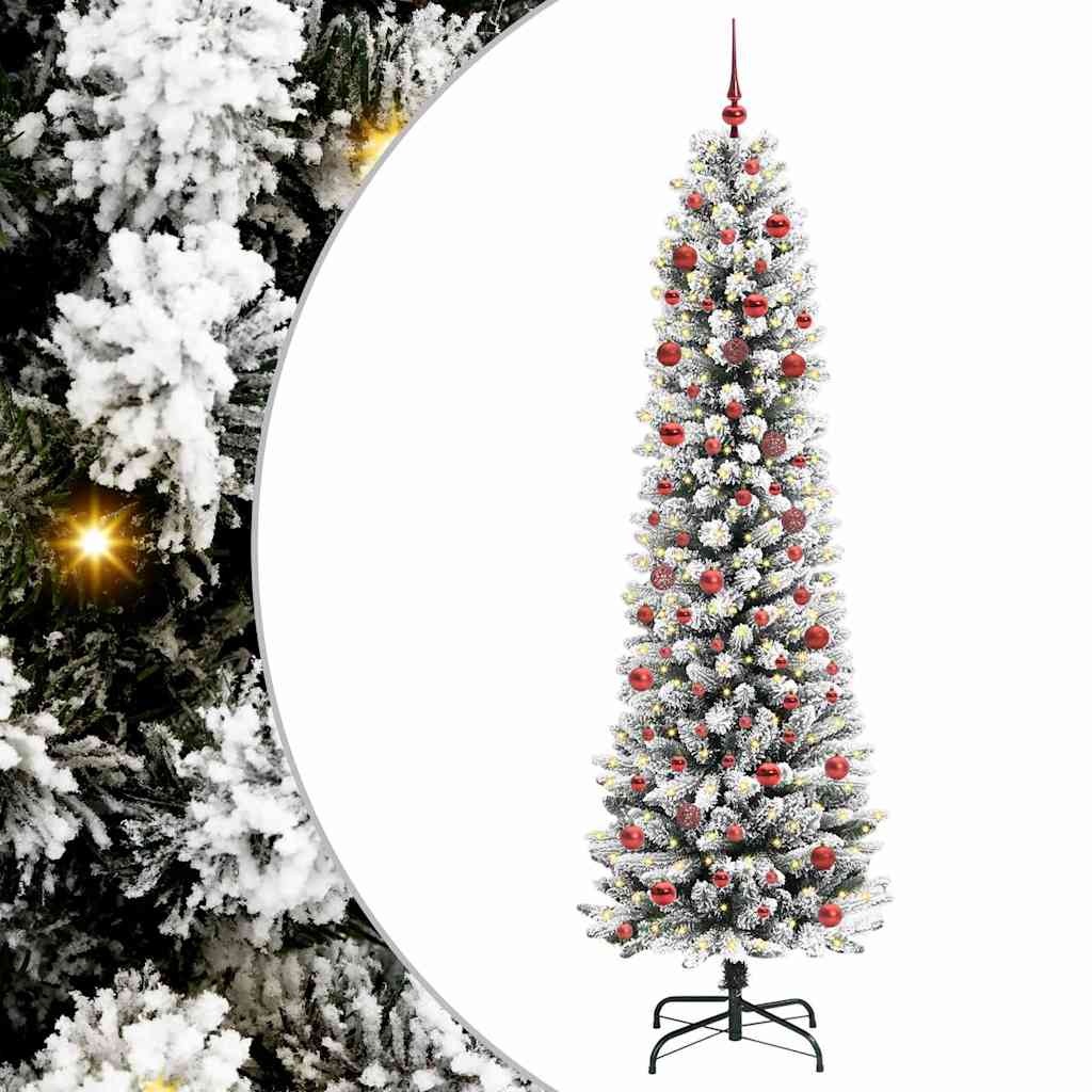 Kunstigt juletræ med stativ Hvid 210 cm PVC og metal og plast