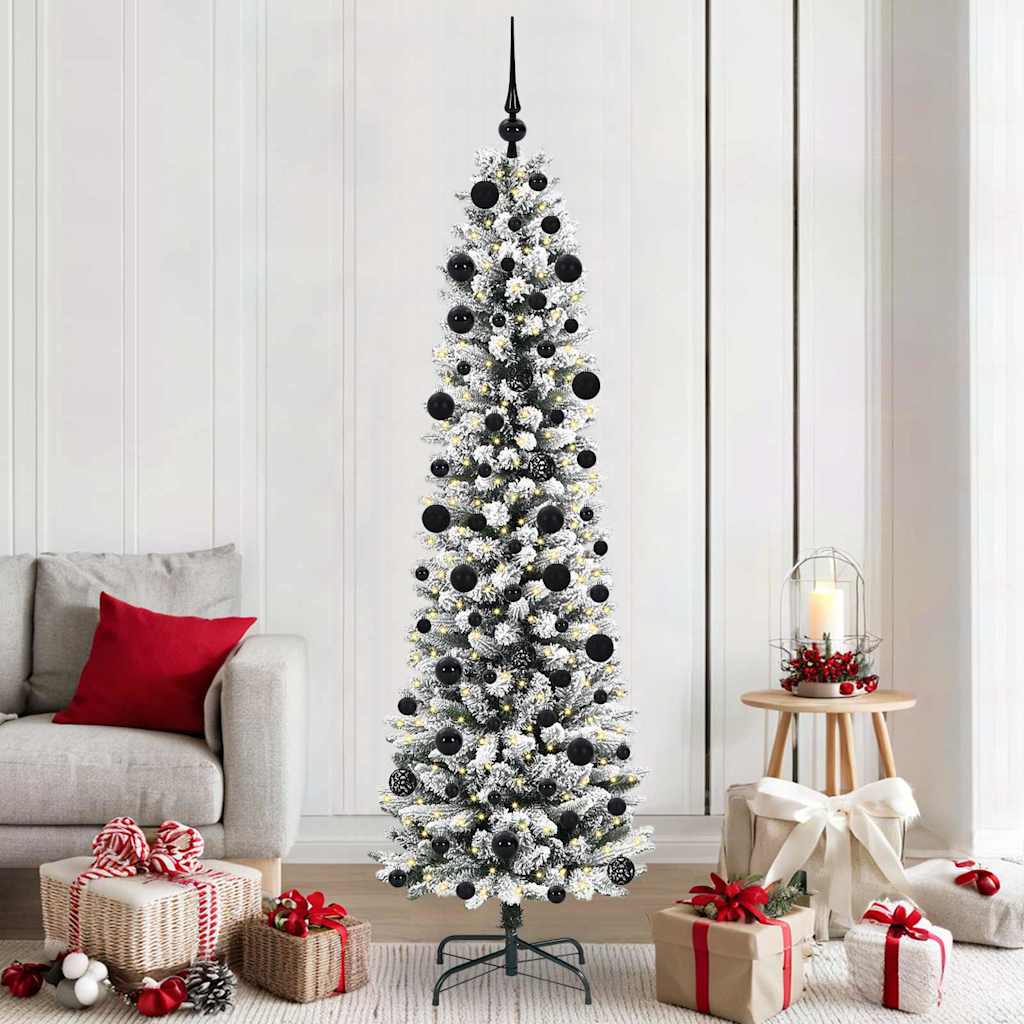 Kunstigt juletræ med stativ Hvid 210 cm PVC og metal og plast