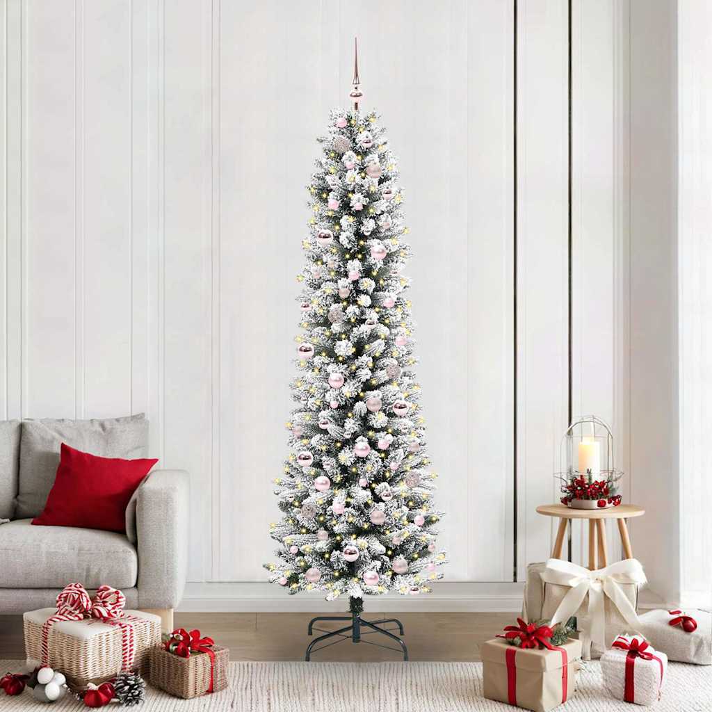 Kunstigt juletræ med stativ Hvid 210 cm PVC og metal og plast