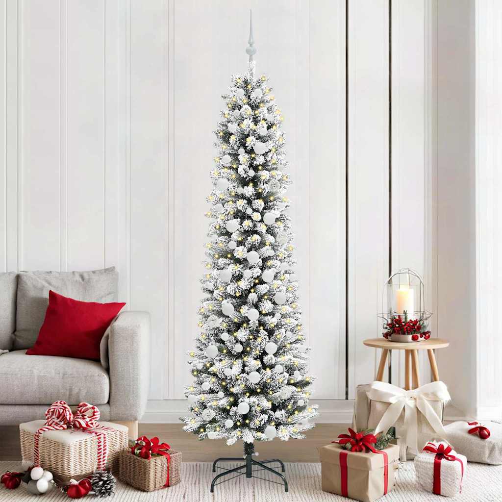 Kunstigt juletræ med stativ Hvid 210 cm PVC og metal og plast