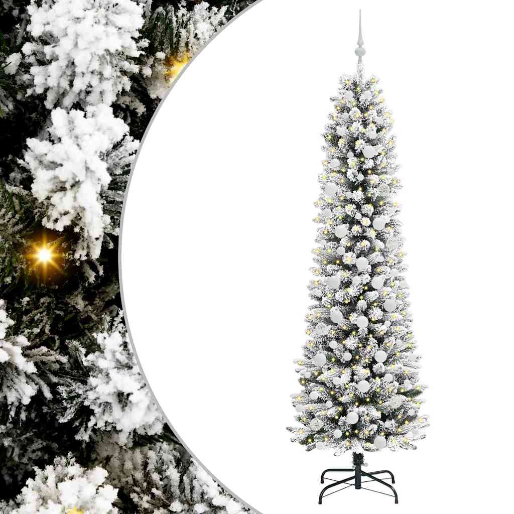 Kunstigt juletræ med stativ Hvid 210 cm PVC og metal og plast