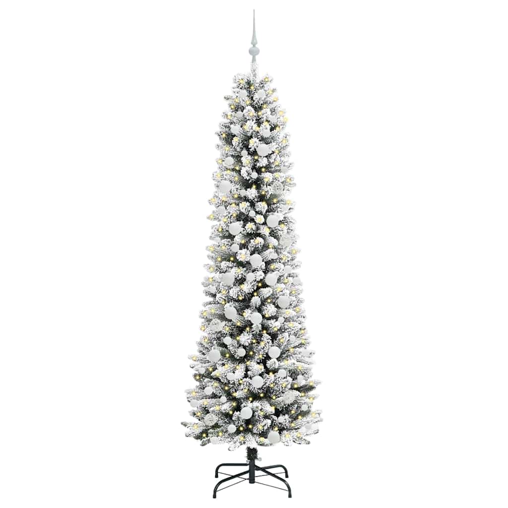 Kunstigt juletræ med stativ Hvid 210 cm PVC og metal og plast