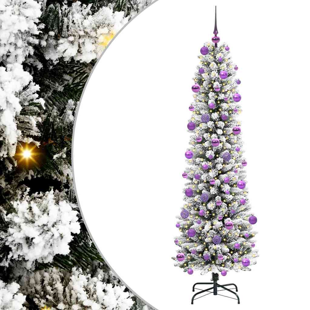 Kunstigt juletræ med stativ Hvid 210 cm PVC og metal og plast