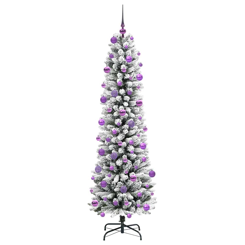Kunstigt juletræ med stativ Hvid 210 cm PVC og metal og plast