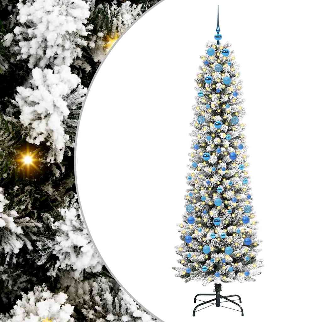 Kunstigt juletræ med stativ Hvid 210 cm PVC og metal og plast