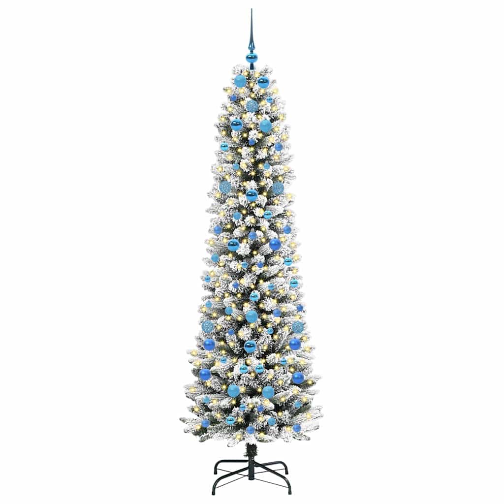 Kunstigt juletræ med stativ Hvid 210 cm PVC og metal og plast