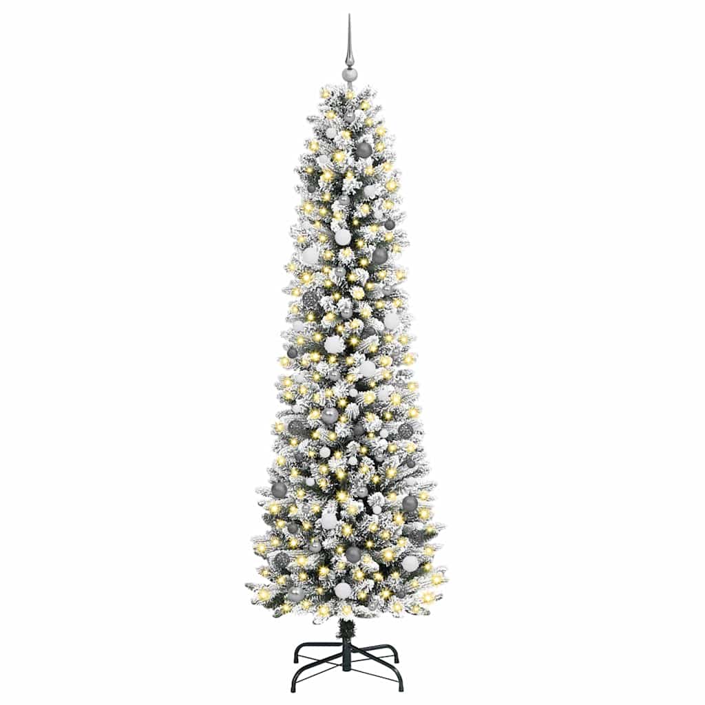 Kunstigt juletræ med stativ Hvid 240 cm PVC og metal og plast