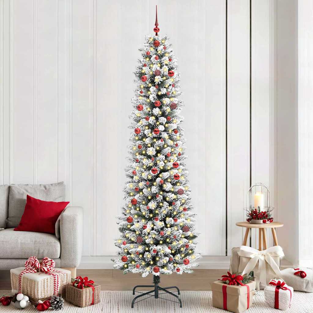 Kunstigt juletræ med stativ Hvid 240 cm PVC og metal og plast