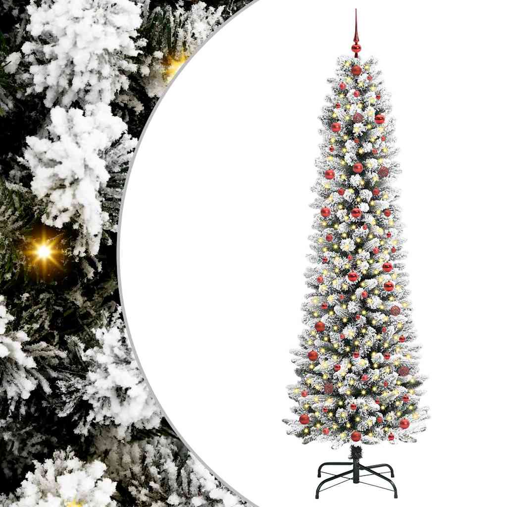 Kunstigt juletræ med stativ Hvid 240 cm PVC og metal og plast