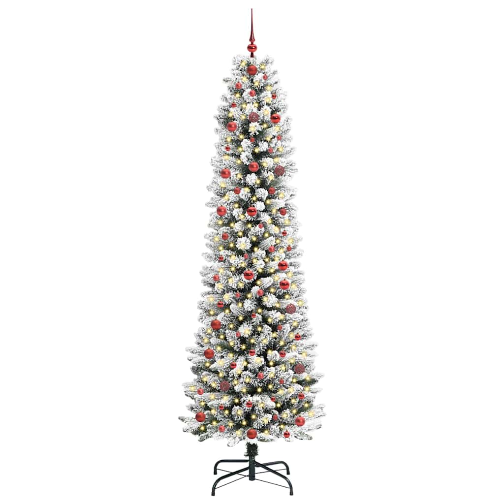 Kunstigt juletræ med stativ Hvid 240 cm PVC og metal og plast