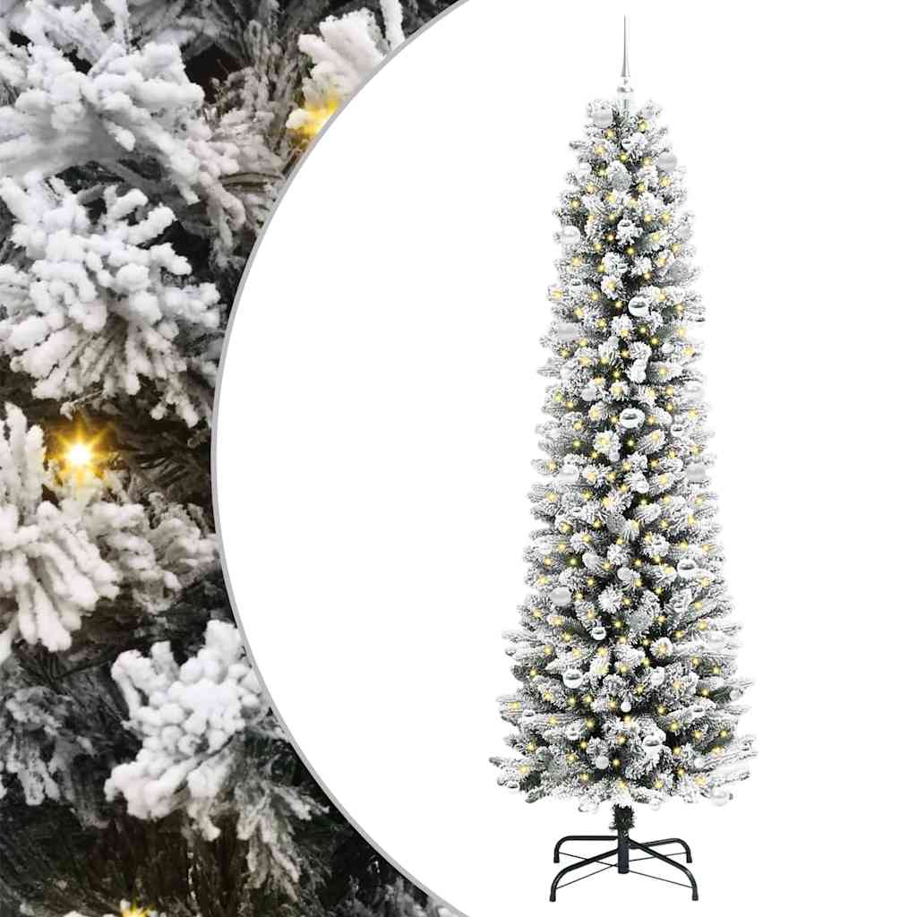 Kunstigt juletræ med stativ Hvid 240 cm PVC og metal og plast