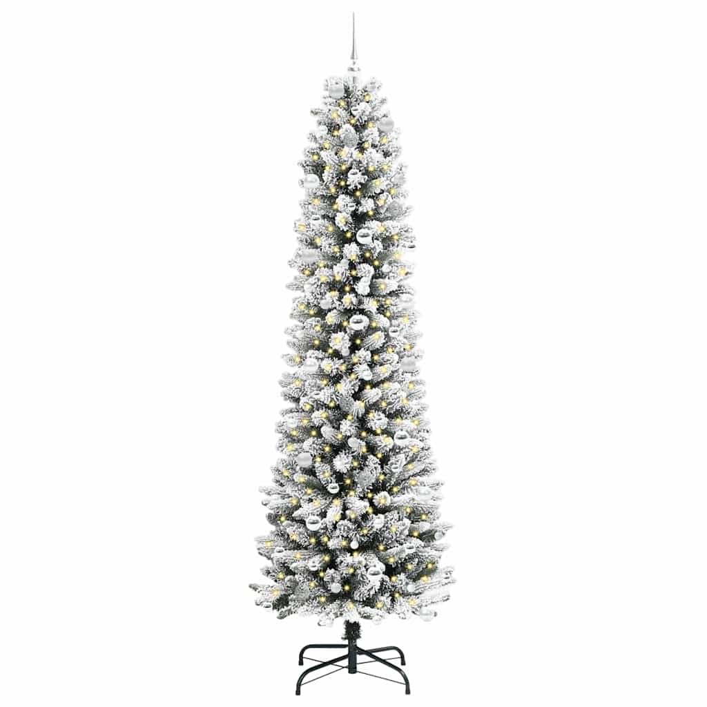 Kunstigt juletræ med stativ Hvid 240 cm PVC og metal og plast