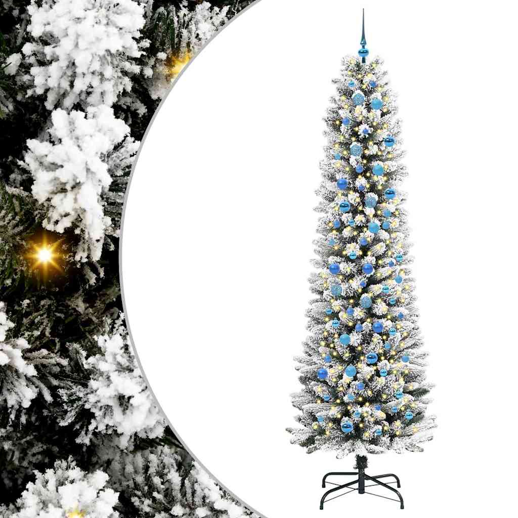 Kunstigt juletræ med stativ Hvid 240 cm PVC og metal og plast
